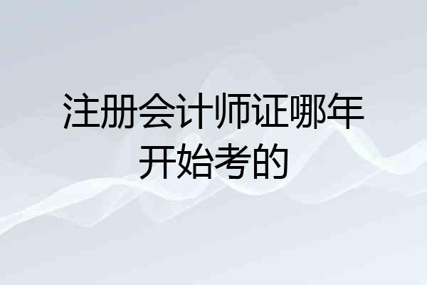 注册会计师证哪年开始考的