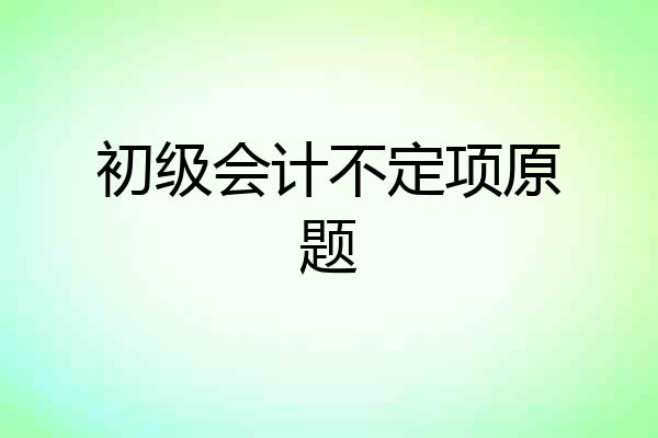 初级会计不定项原题