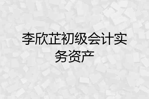 李欣芷初级会计实务资产