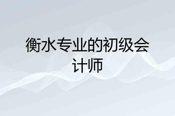 衡水专业的初级会计师