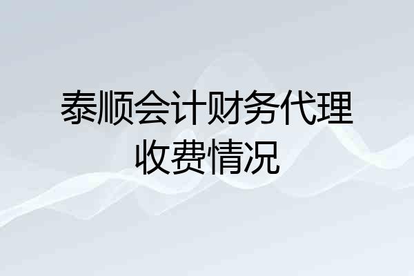 泰顺会计财务代理收费情况