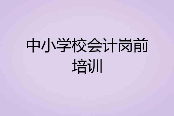 中小学校会计岗前培训