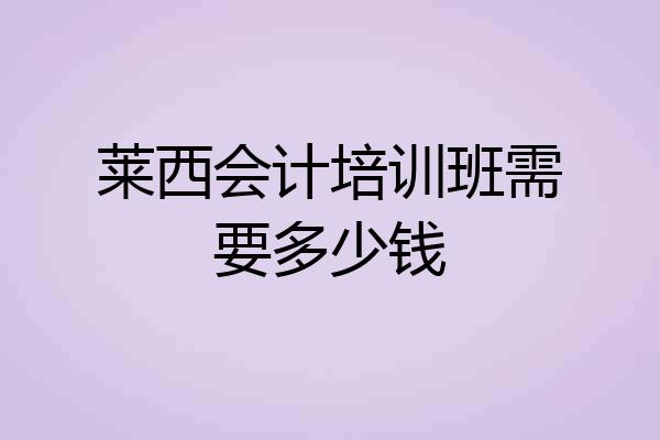 莱西会计培训班需要多少钱