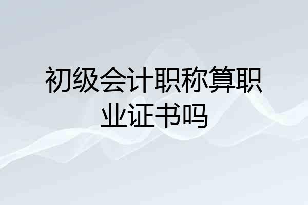 初级会计职称算职业证书吗