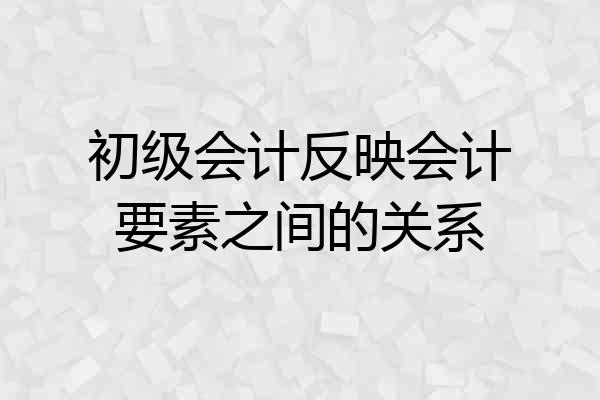初级会计反映会计要素之间的关系