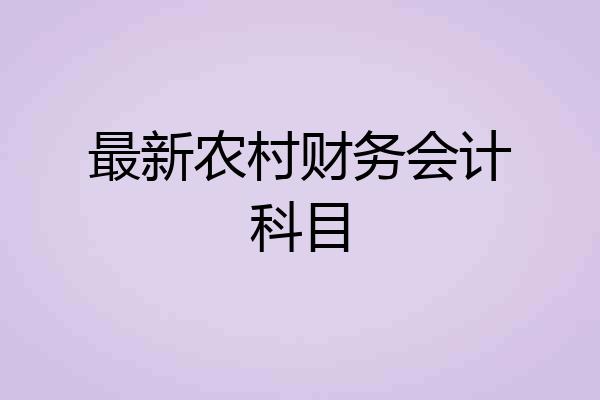 最新农村财务会计科目