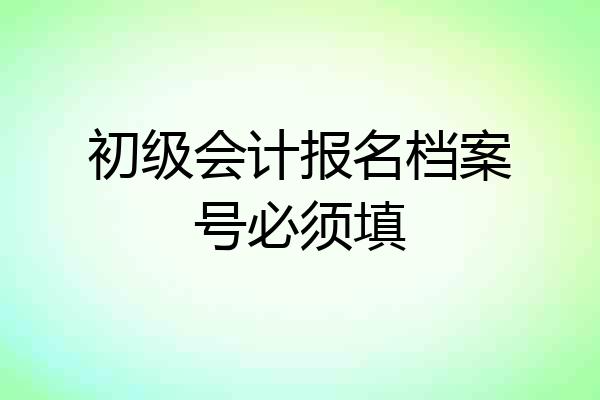 初级会计报名档案号必须填