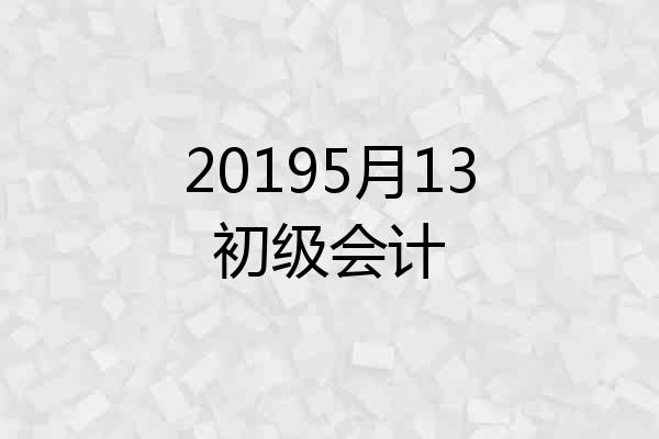 20195月13初级会计