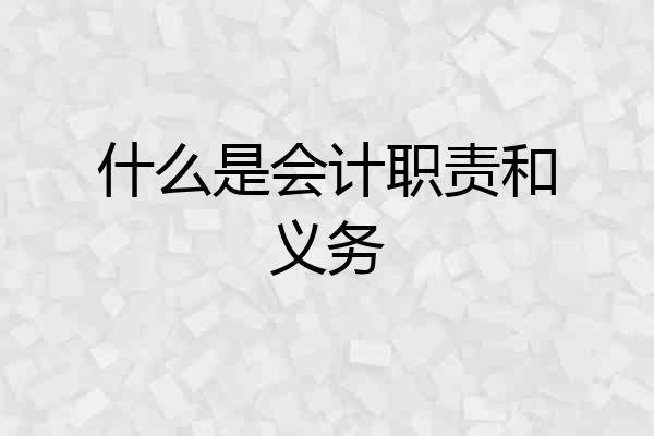 什么是会计职责和义务