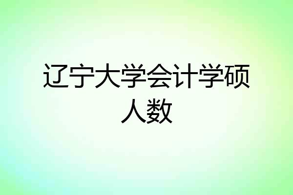 辽宁大学会计学硕人数