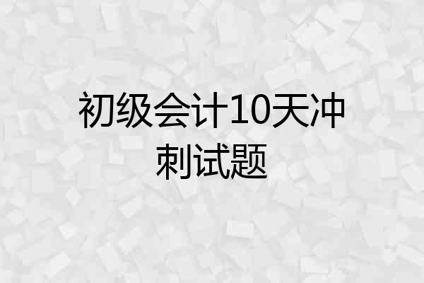 初级会计10天冲刺试题