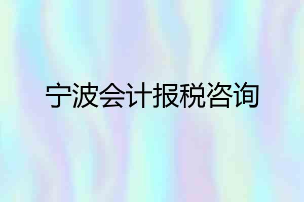 宁波会计报税咨询
