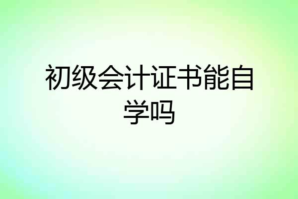 初级会计证书能自学吗