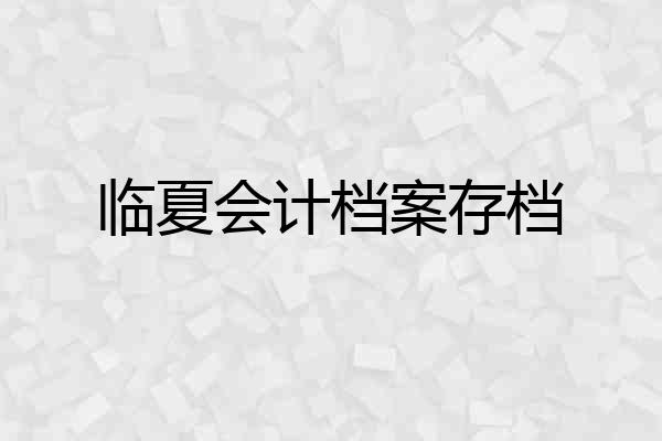 临夏会计档案存档