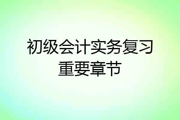 初级会计实务复习重要章节
