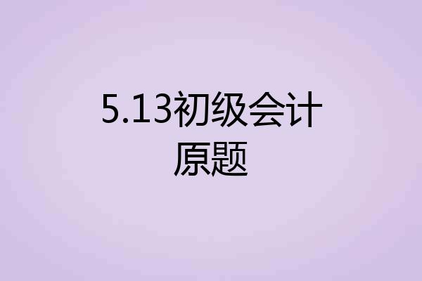 5.13初级会计原题