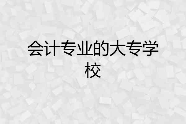 会计专业的大专学校