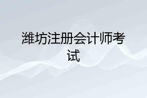 潍坊注册会计师考试