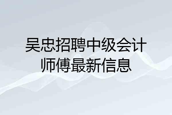 吴忠招聘中级会计师傅最新信息