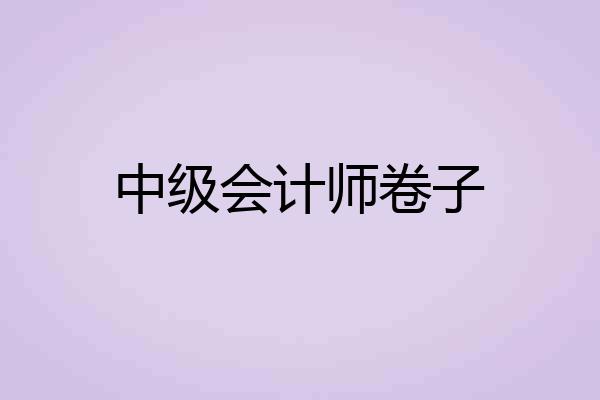 中级会计师卷子