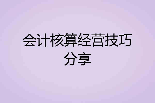 会计核算经营技巧分享