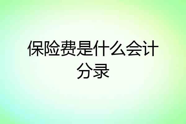 保险费是什么会计分录