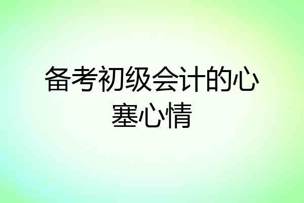 备考初级会计的心塞心情