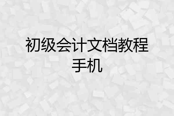 初级会计文档教程手机