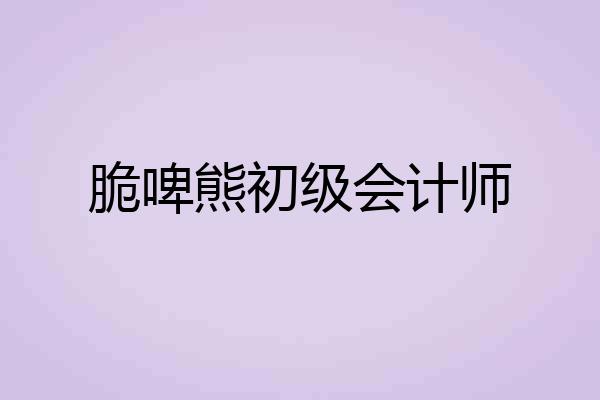 脆啤熊初级会计师