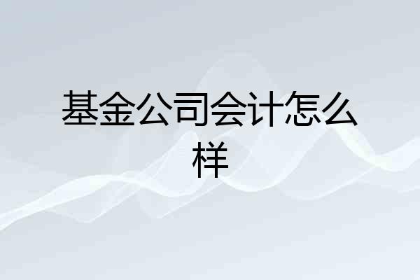 基金公司会计怎么样
