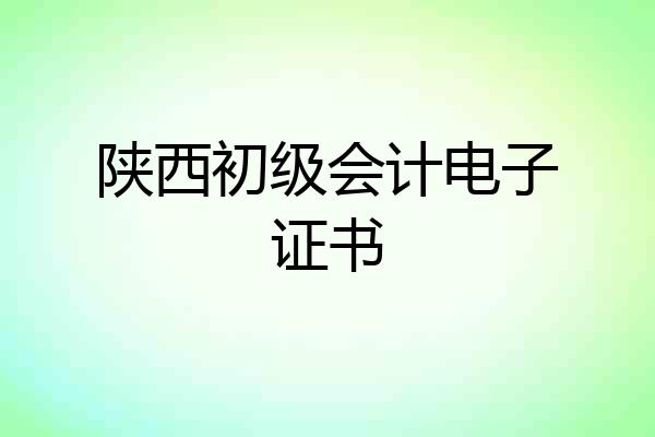 陕西初级会计电子证书