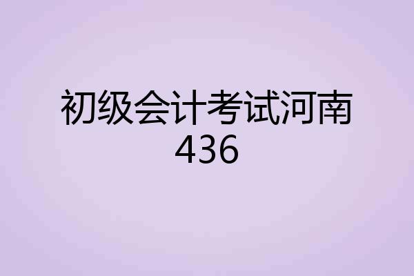 初级会计考试河南436