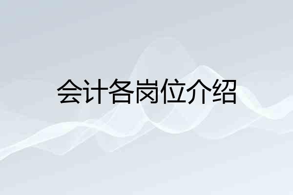 会计各岗位介绍