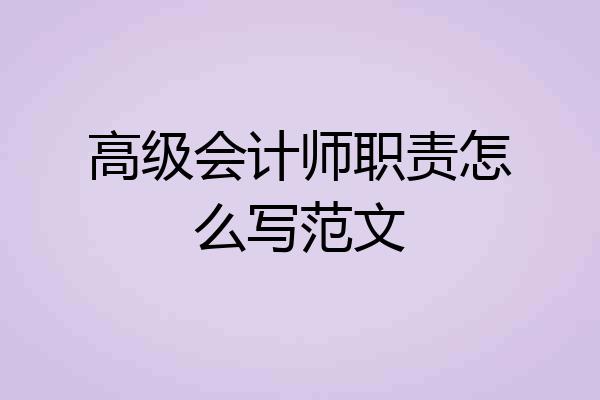 高级会计师职责怎么写范文