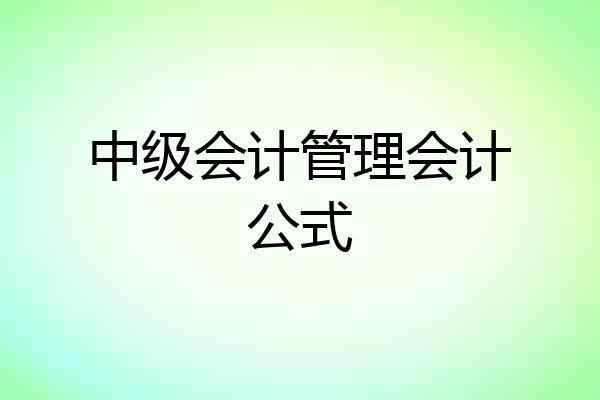 中级会计管理会计公式