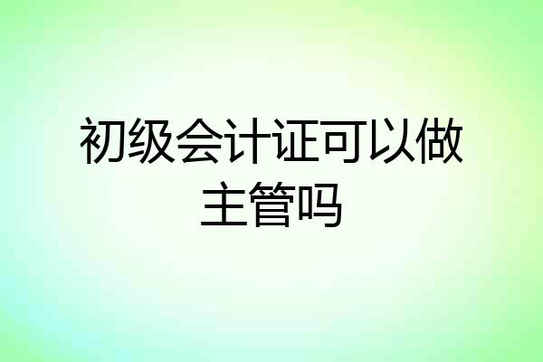 初级会计证可以做主管吗