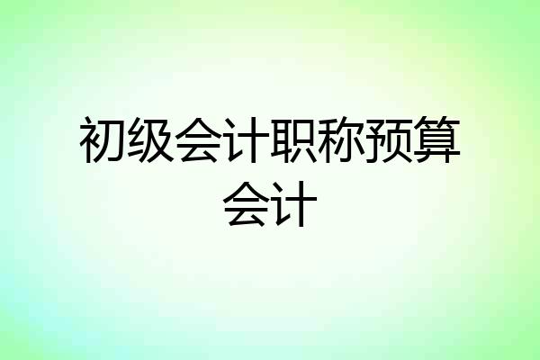 初级会计职称预算会计