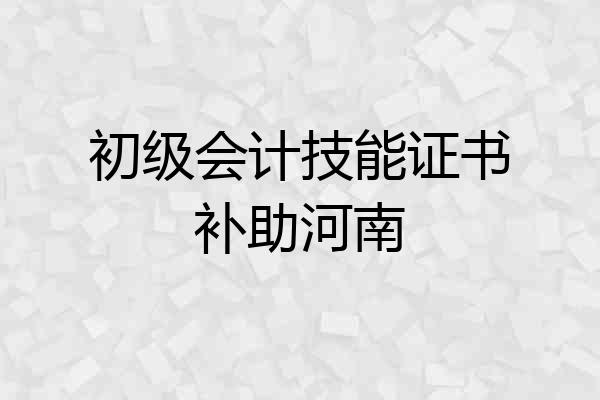 初级会计技能证书补助河南