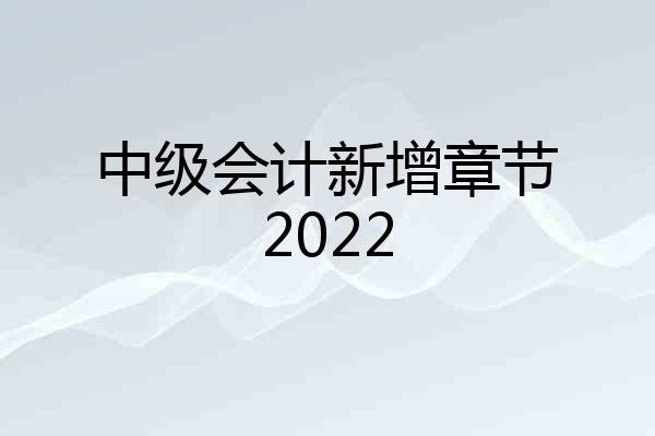 中级会计新增章节2022