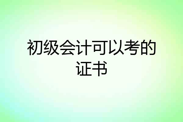 初级会计可以考的证书