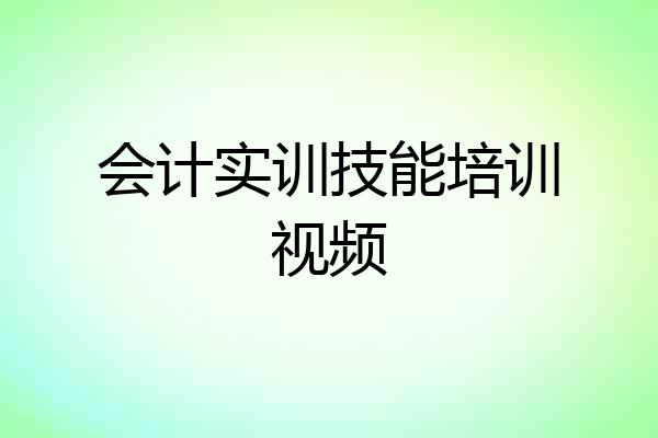 会计实训技能培训视频