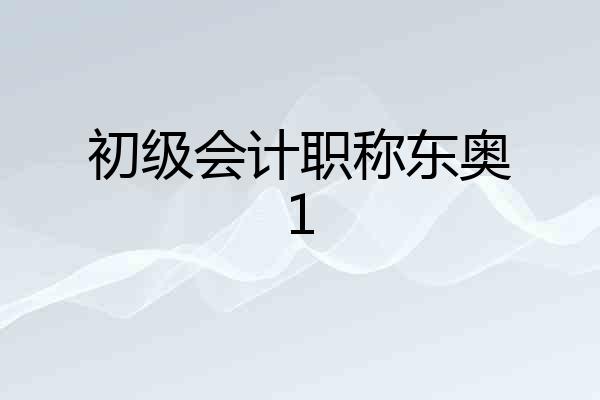 初级会计职称东奥1