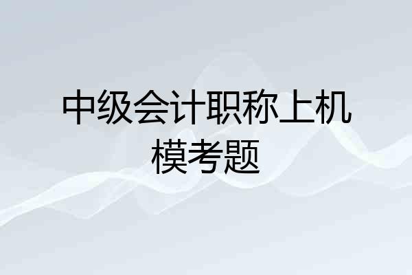 中级会计职称上机模考题