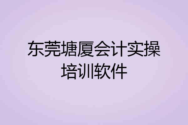 东莞塘厦会计实操培训软件