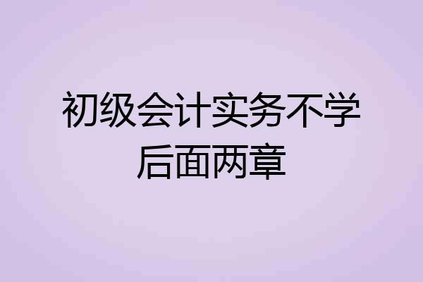 初级会计实务不学后面两章