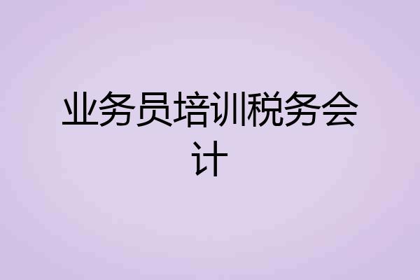 业务员培训税务会计
