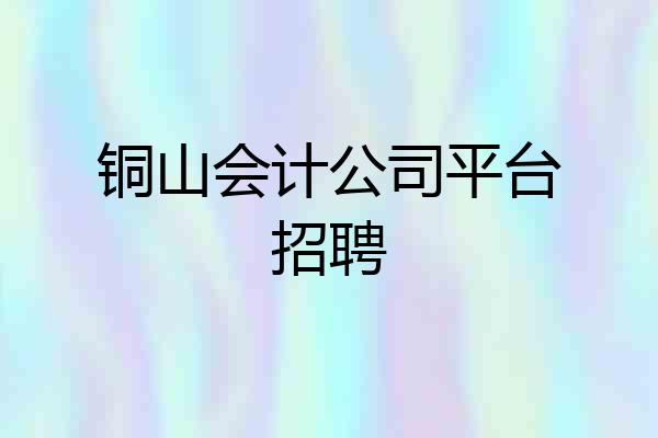 铜山会计公司平台招聘
