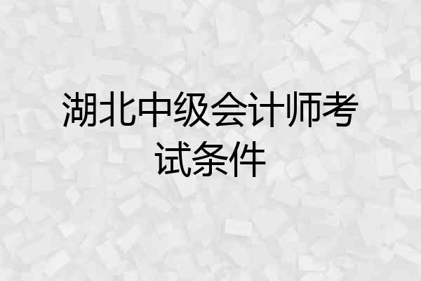 湖北中级会计师考试条件