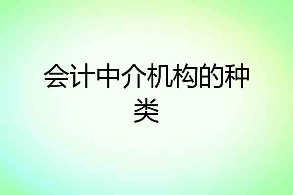 会计中介机构的种类