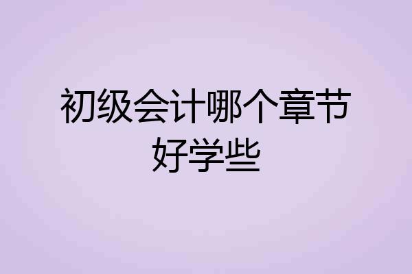 初级会计哪个章节好学些